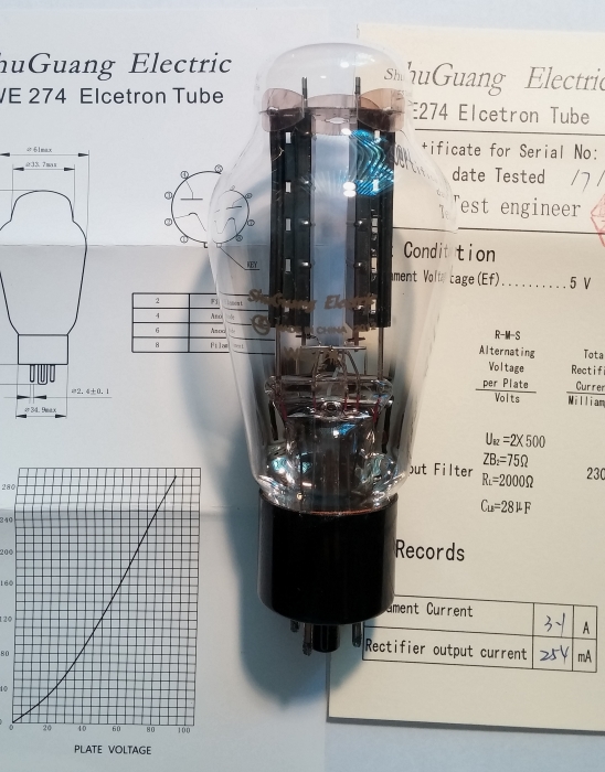 WE 274 Western Electric replica Shuguang rectifier tube